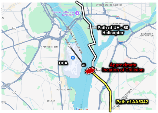 AA5342 and UH-60 Helicopter Flight Paths 