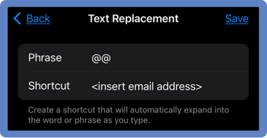 Text Replacement Setting IOS